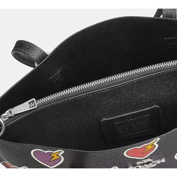 🆕🔥NWT! Coach Mollie Tote Bag 25 Heart Bolt Print Msrp: $378.00 - Picture 6 of 7